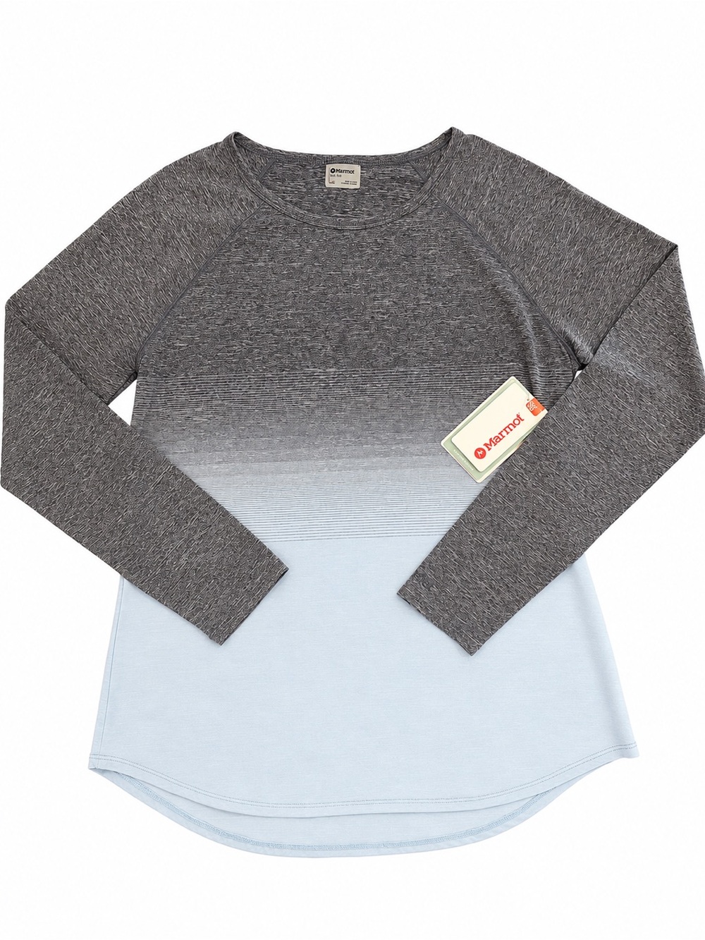 Marmot Women's Gradient Long-Sleeve Performance Tee - Navy to Light Blue